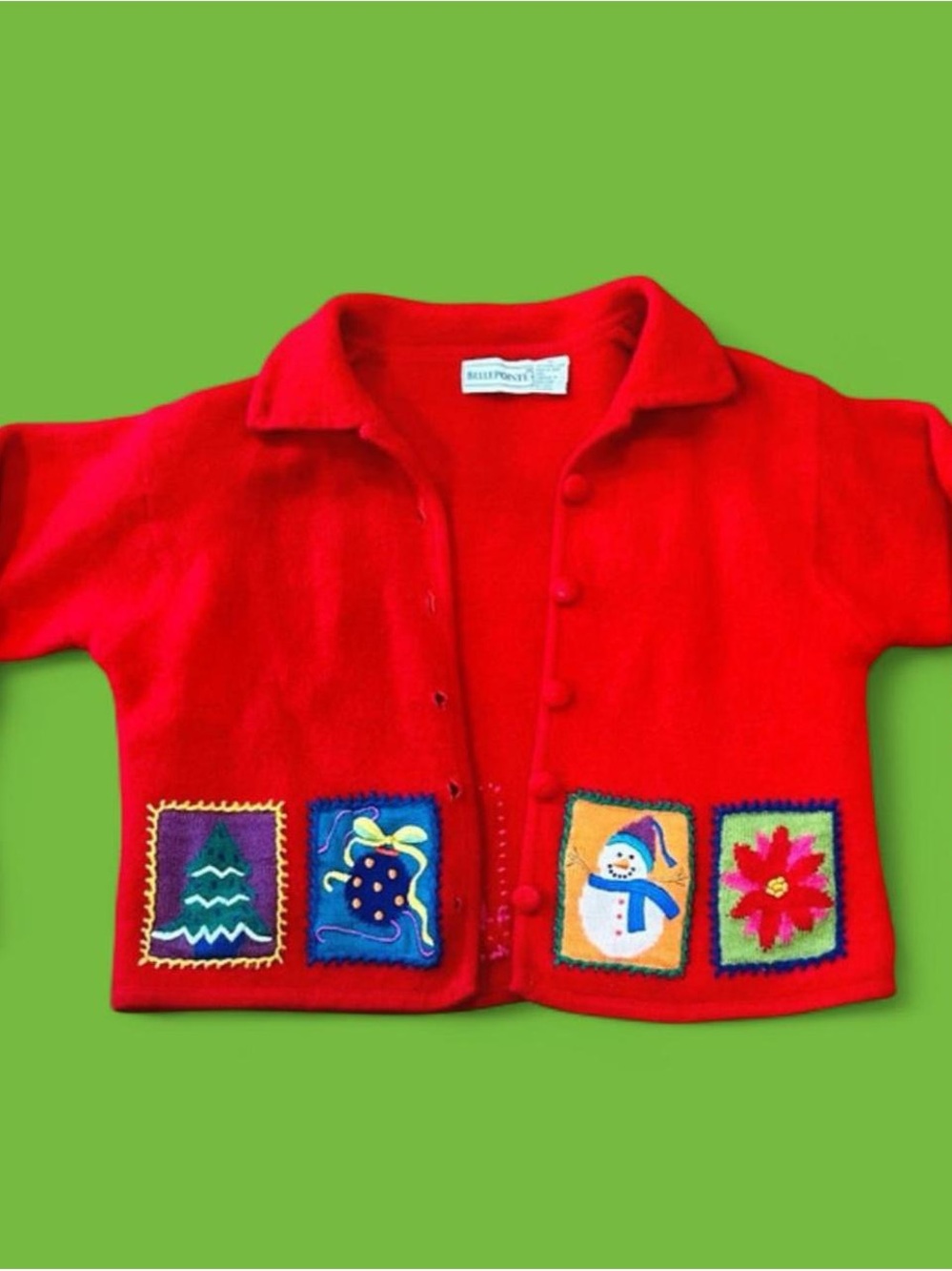 Kelly's Kids Red Girls' Holiday Patch Cardigan